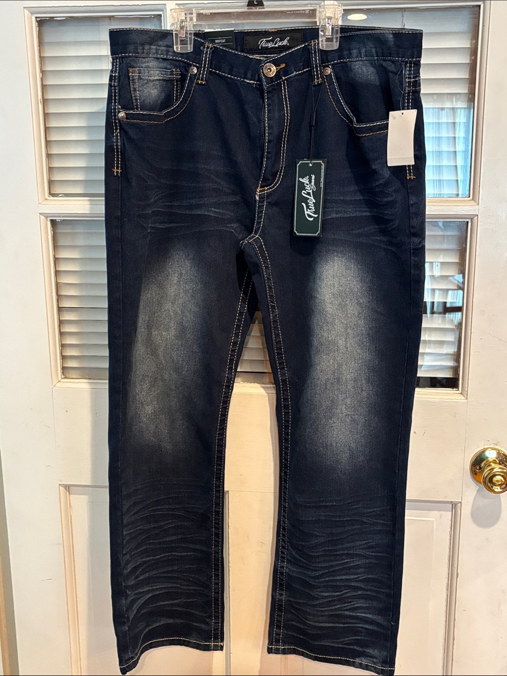 Men’s Straight Jeans in Dark Blue Wash